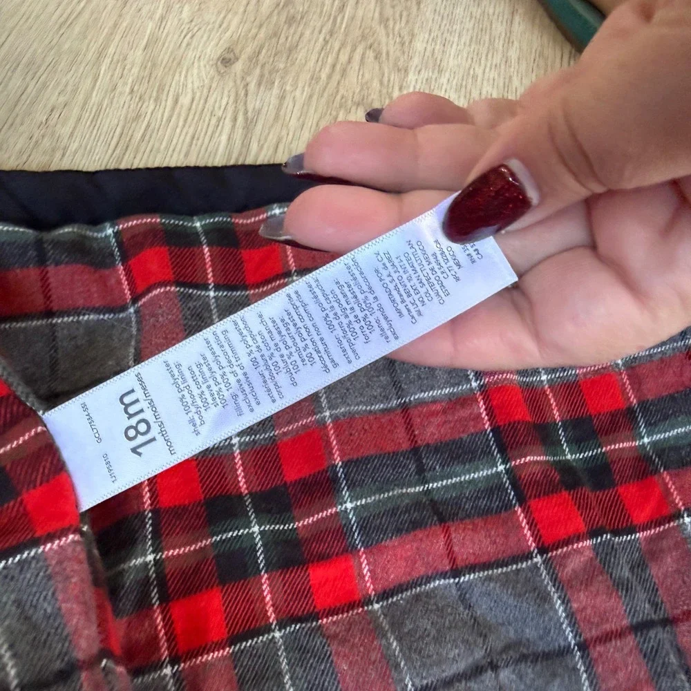 Carters Quilted Plaid‎ Lined Hooded Jacket Navy Red Baby 18 Months